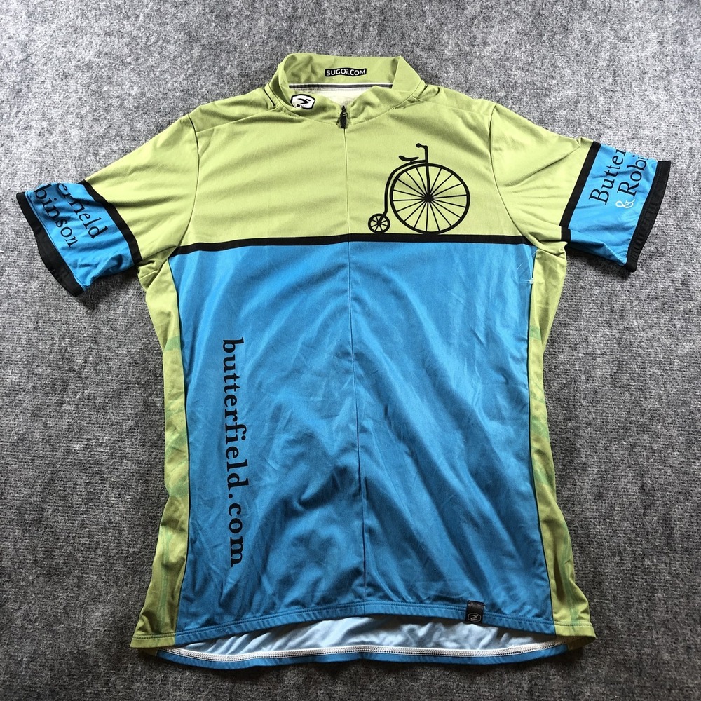 Sugoi Cycling Jersey Women's XL Green Blue Butterfield Robinson 2008 Bike‎ Shirt